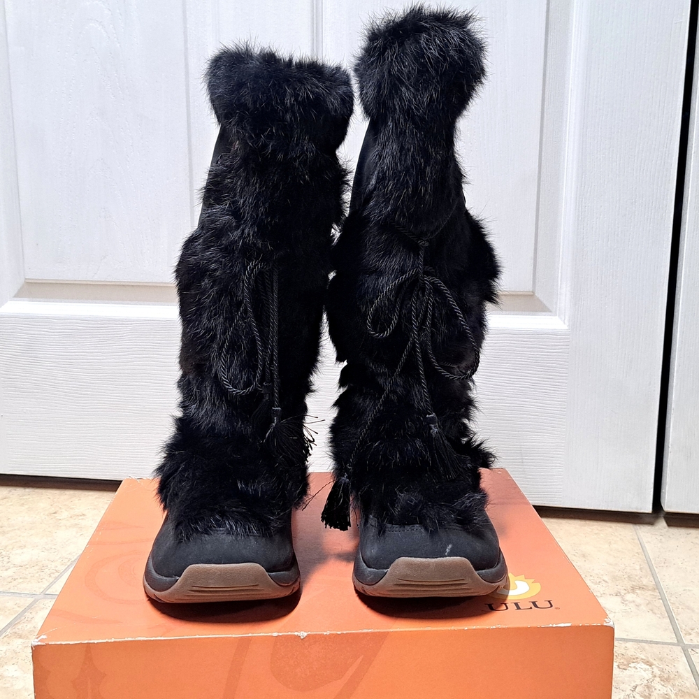 ULU Akna Black Fur-Trimmed Women's Boots Size 8 - Picture 3 of 11